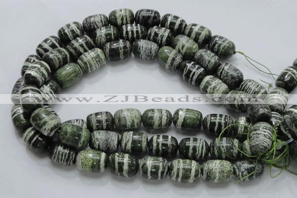 CSJ17 15.5 inches 15*20mm egg-shaped green silver line jasper beads