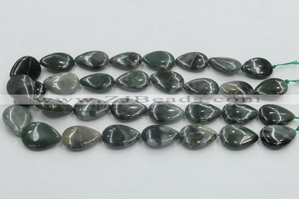 CSJ204 15.5 inches 18*25mm flat teardrop serpentine jade gemstone beads