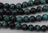 CSJ211 15.5 inches 8mm round dyed green silver line jasper beads