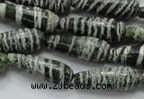 CSJ22 15.5 inches 10*30mm teardrop green silver line jasper beads