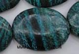 CSJ230 15.5 inches 30*40mm oval dyed green silver line jasper beads