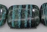 CSJ248 15.5 inches 30*40mm rectangle dyed green silver line jasper beads