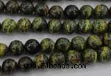 CSJ292 15.5 inches 8mm round dyed green silver line jasper beads