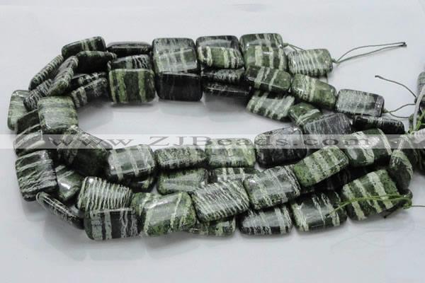 CSJ38 15.5 inches 18*25mm rectangle green silver line jasper beads