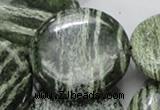 CSJ48 15.5 inches 40mm flat round green silver line jasper beads
