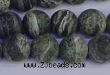 CSJ504 15.5 inches 12mm round matte green silver line jasper beads