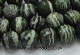 CSJ66 15.5 inches 12mm faceted round green silver line jasper beads