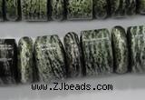 CSJ85 15.5 inches 6*18mm & 12*18mm rondelle green silver line jasper beads