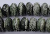 CSJ93 15.5 inches 10*20mm faceted rondelle green silver line jasper beads