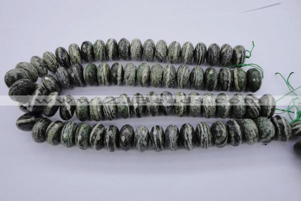 CSJ93 15.5 inches 10*20mm faceted rondelle green silver line jasper beads