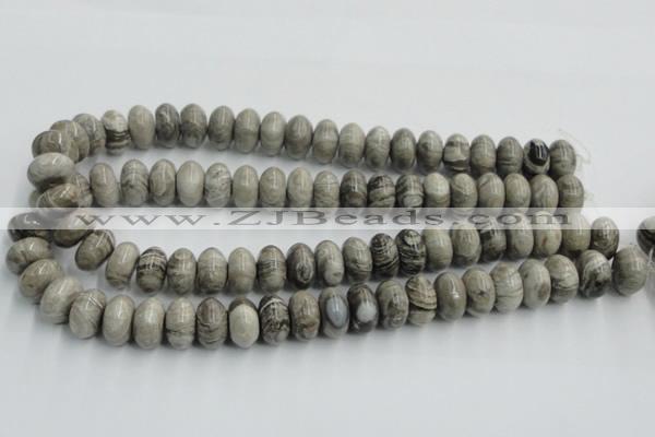 CSL03 15.5 inches 9*16mm rondelle silver leaf jasper beads wholesale