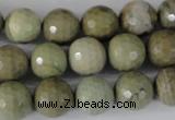 CSL112 15.5 inches 12mm faceted round silver leaf jasper beads