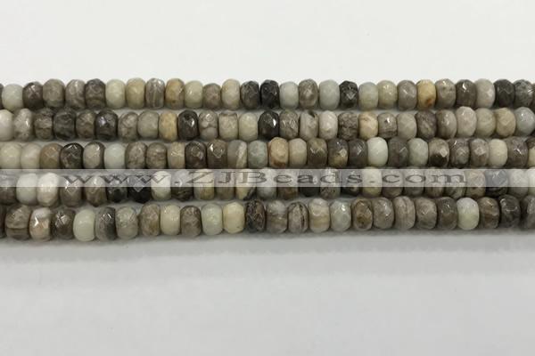 CSL130 15.5 inches 2.5*4.8mm faceted rondelle sliver leaf jasper beads