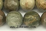 CSL173 15 inches 10mm faceted round silver leaf jasper gemstone beads