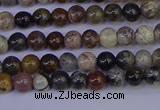 CSL210 15.5 inches 4mm round black silver leaf jasper beads