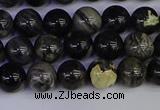 CSL211 15.5 inches 6mm round black silver leaf jasper beads