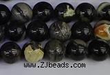 CSL212 15.5 inches 8mm round black silver leaf jasper beads