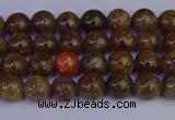 CSL220 15.5 inches 4mm round gold leaf jasper beads wholesale