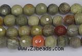 CSL230 15.5 inches 4mm faceted round silver leaf jasper beads