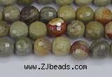 CSL231 15.5 inches 6mm faceted round silver leaf jasper beads