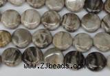 CSL27 15.5 inches 10mm flat round silver leaf jasper beads wholesale