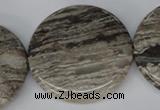 CSL37 15.5 inches 40mm flat round silver leaf jasper beads wholesale