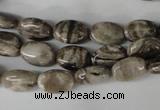 CSL40 15.5 inches 8*12mm oval silver leaf jasper beads wholesale