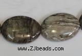 CSL45 15.5 inches 18*25mm oval silver leaf jasper beads wholesale