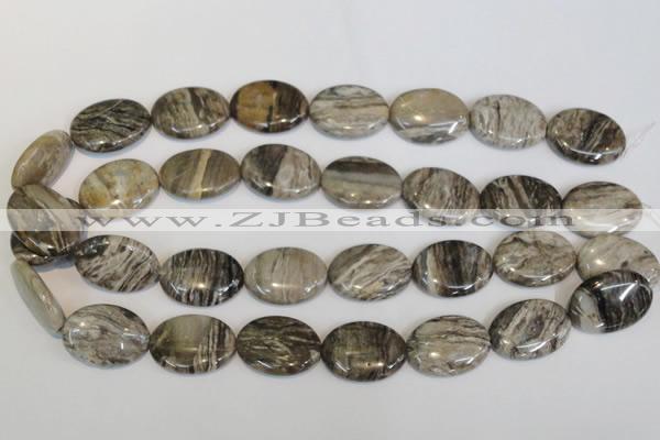 CSL45 15.5 inches 18*25mm oval silver leaf jasper beads wholesale