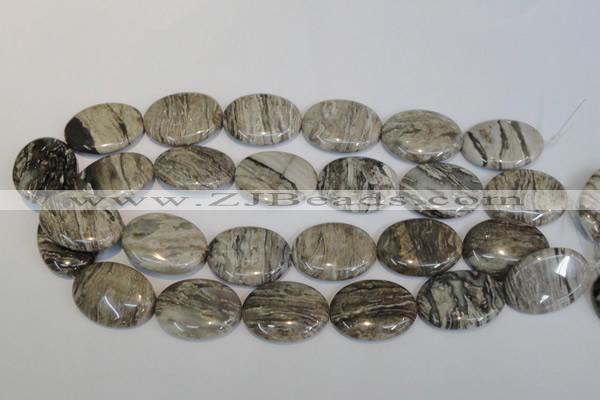 CSL46 15.5 inches 20*30mm oval silver leaf jasper beads wholesale