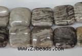 CSL52 15.5 inches 14*14mm square silver leaf jasper beads wholesale