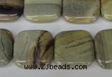 CSL60 15.5 inches 20*20mm square silver leaf jasper beads wholesale