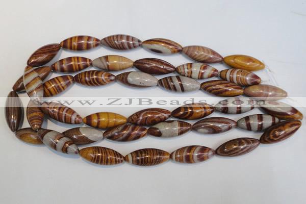 CSL80 15.5 inches 12*30mm rice silver leaf jasper beads wholesale