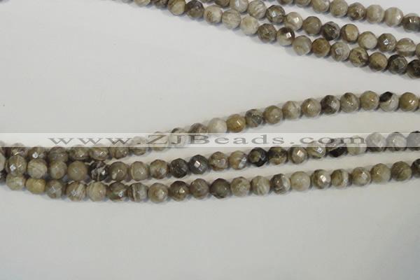 CSL91 15.5 inches 6mm faceted round silver leaf jasper beads wholesale