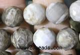 CSL93 15.5 inches 8mm faceted round sliver leaf jasper beads