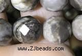 CSL94 15.5 inches 10mm faceted round sliver leaf jasper beads