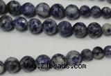 CSO310 15.5 inches 6mm – 14mm faceted round blue spot stone beads