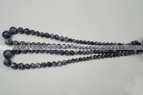 CSO310 15.5 inches 6mm – 14mm faceted round blue spot stone beads