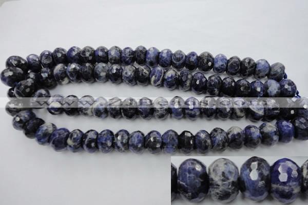 CSO355 15.5 inches 10*16mm faceted rondelle natural sodalite beads