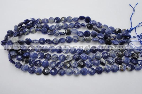 CSO37 15.5 inches 10mm faceted coin sodalite gemstone beads