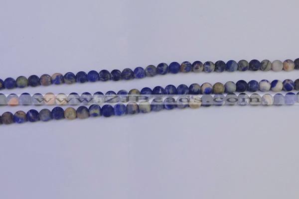 CSO520 15.5 inches 4mm round matte orange sodalite beads wholesale