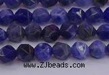 CSO551 15.5 inches 6mm faceted nuggets sodalite gemstone beads