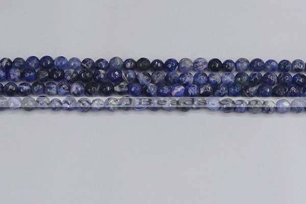 CSO559 15.5 inches 6mm faceted round sodalite gemstone beads