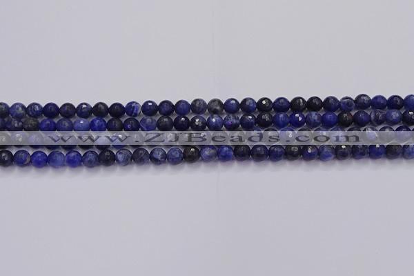 CSO600 15.5 inches 4mm faceted round sodalite gemstone beads