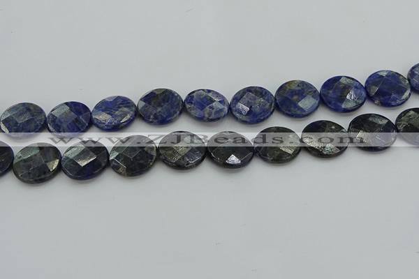 CSO709 15.5 inches 18mm faceted coin sodalite gemstone beads
