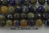 CSO751 15.5 inches 6mm faceted round orange sodalite beads