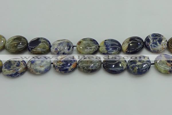 CSO776 15.5 inches 20mm flat round orange sodalite beads wholesale