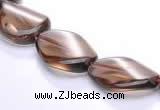 CSQ03 13*18mm twisted oval natural smoky quartz beads Wholesale