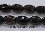 CSQ113 12*16mm faceted rice grade AA natural smoky quartz beads