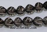 CSQ116 9*12mm twisted rice grade AA natural smoky quartz beads